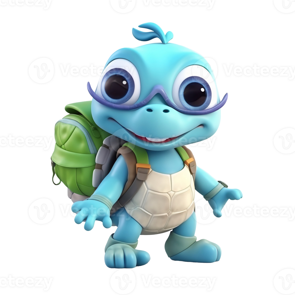 3d mignonne tortue personnage ai génératif png