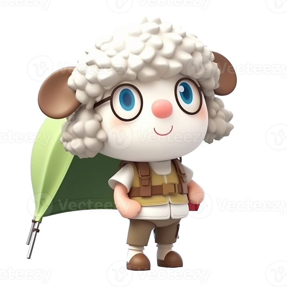 3d schattig schapen karakter ai generatief png