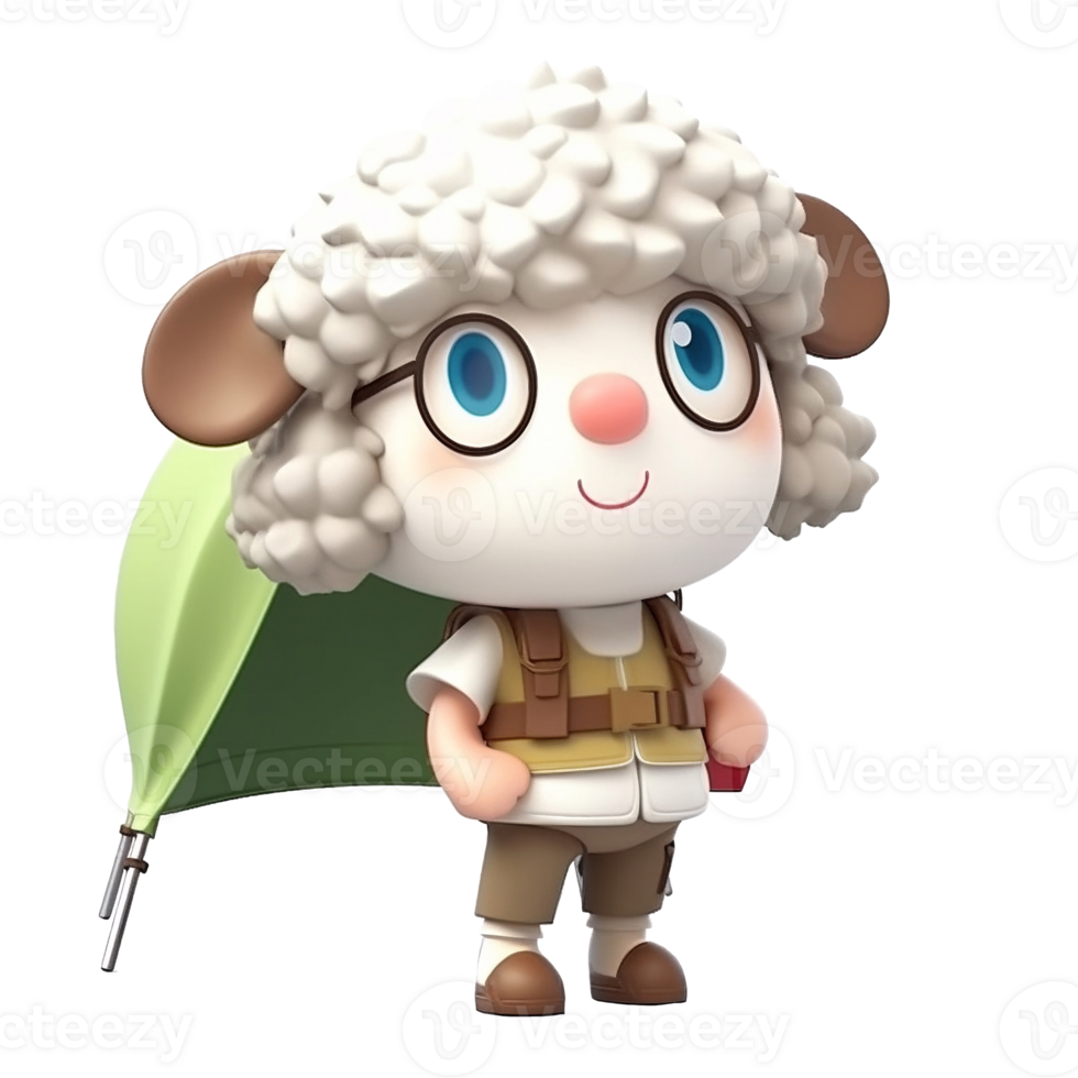 3D cute sheep character png