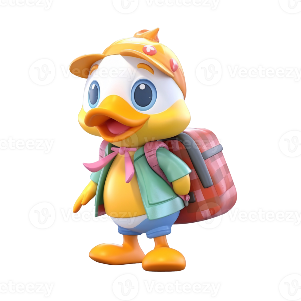 3D cute duck character png