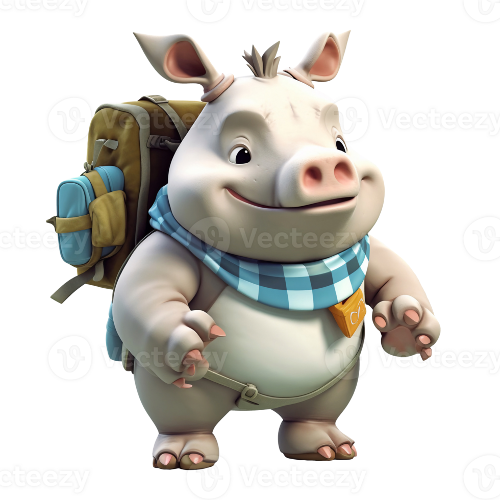 3D cute pig character png