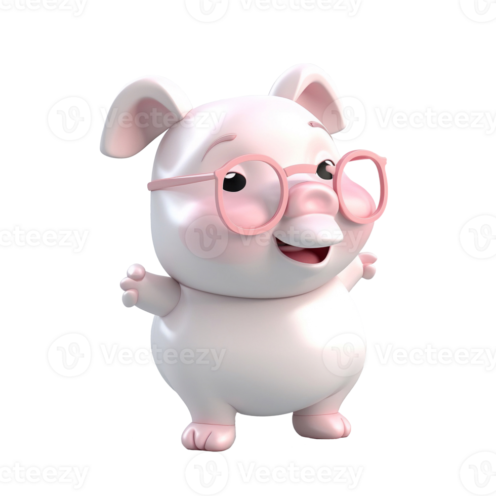 3D cute pig character png