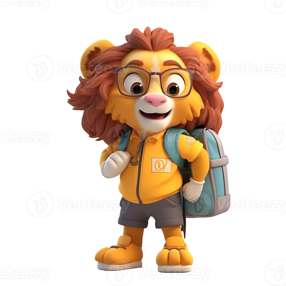 3D cute lion character png