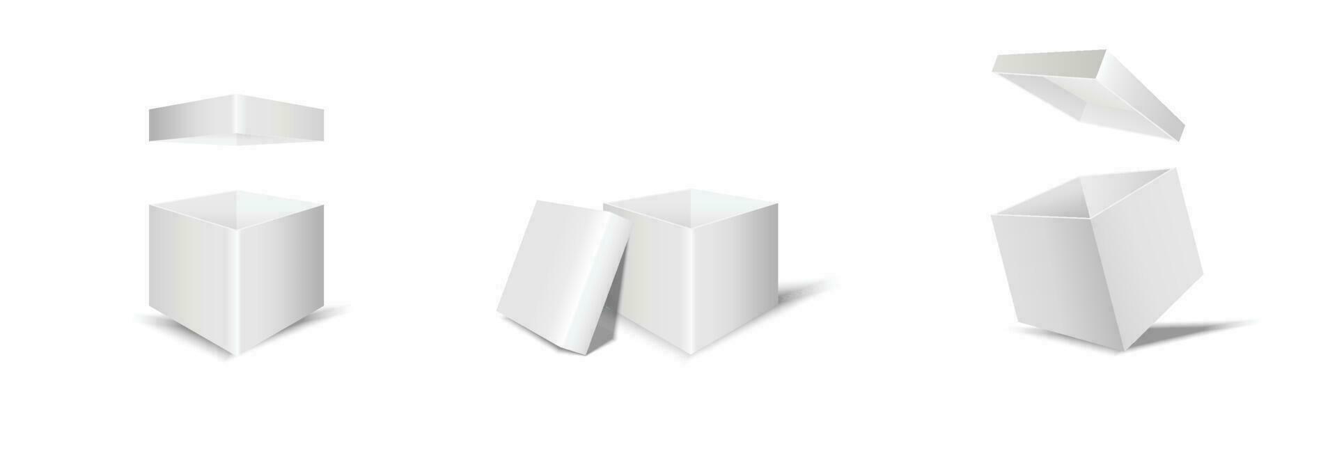 White open gift box mock up vector