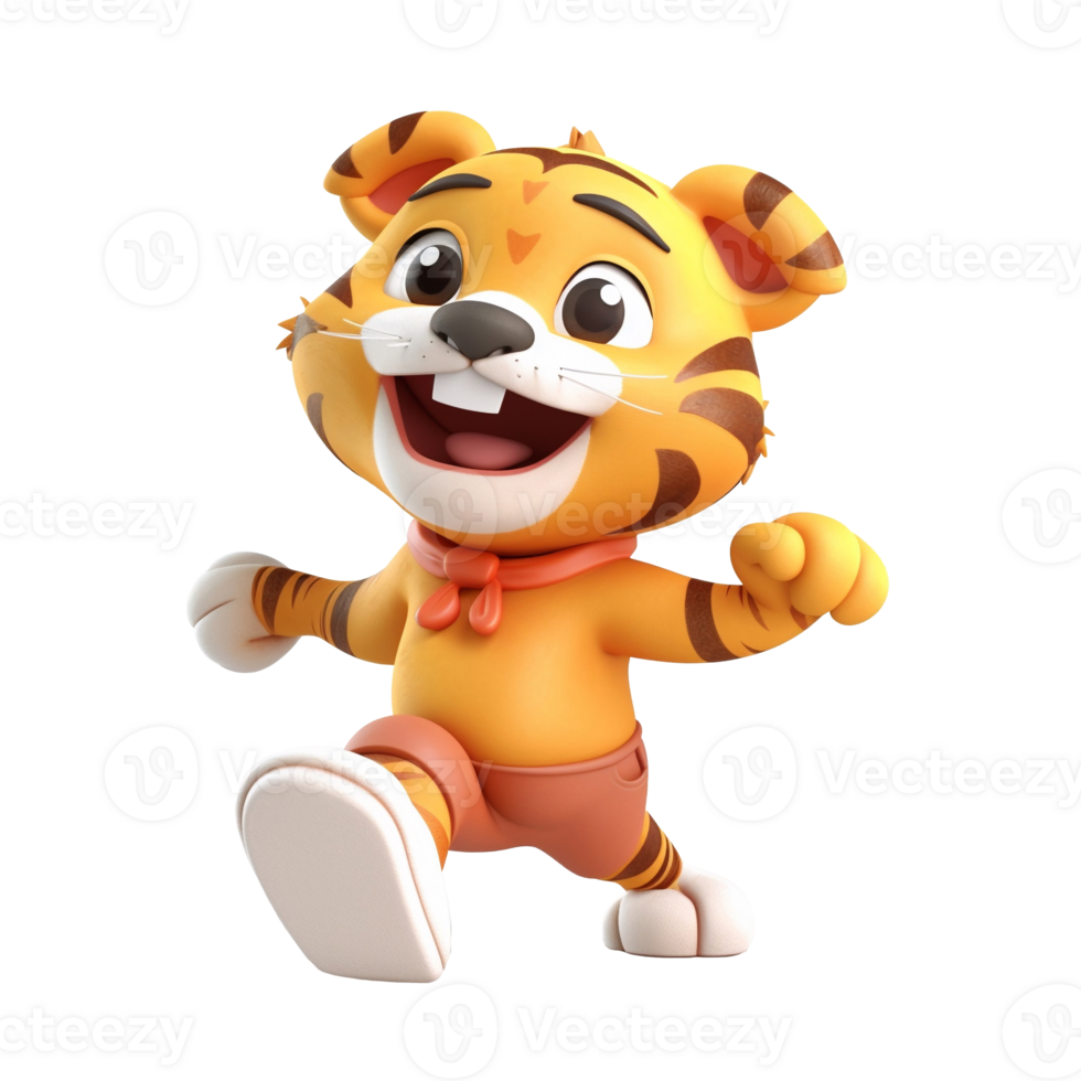 3D cute tiger character png