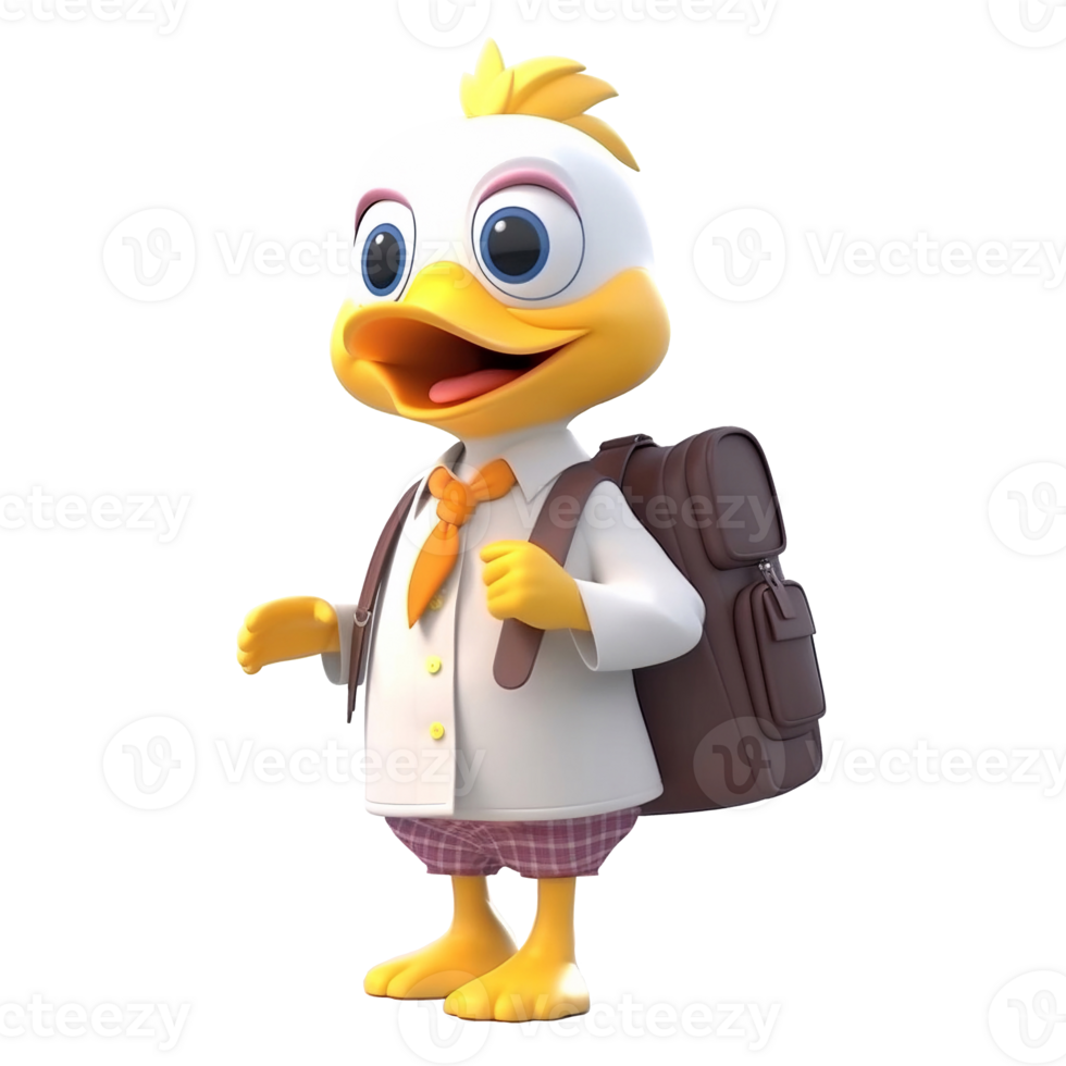 3D cute duck character png