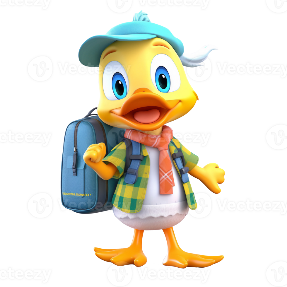 3D cute duck character png