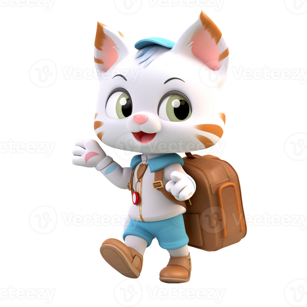 3D cute cat character png