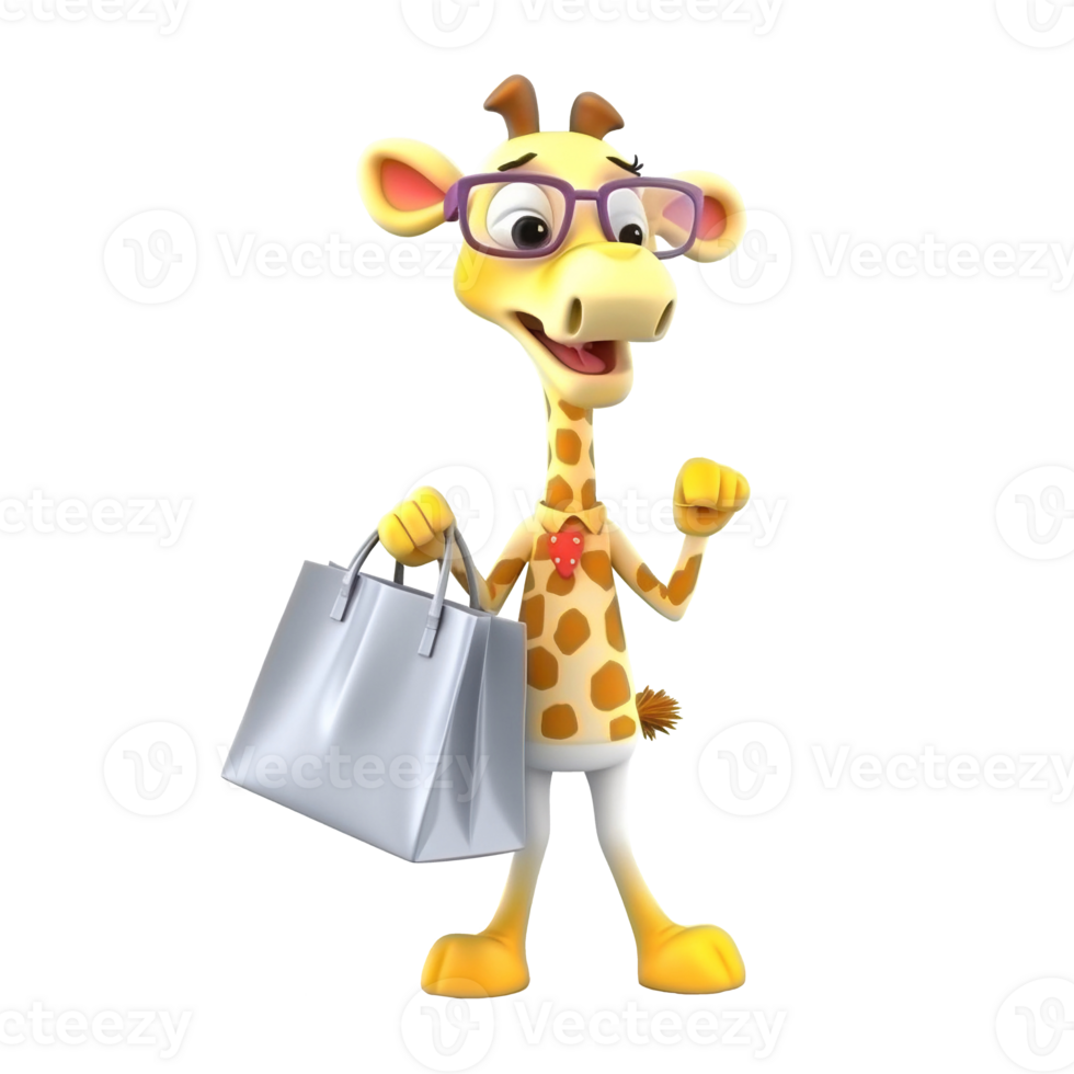 3D cute giraffe character png