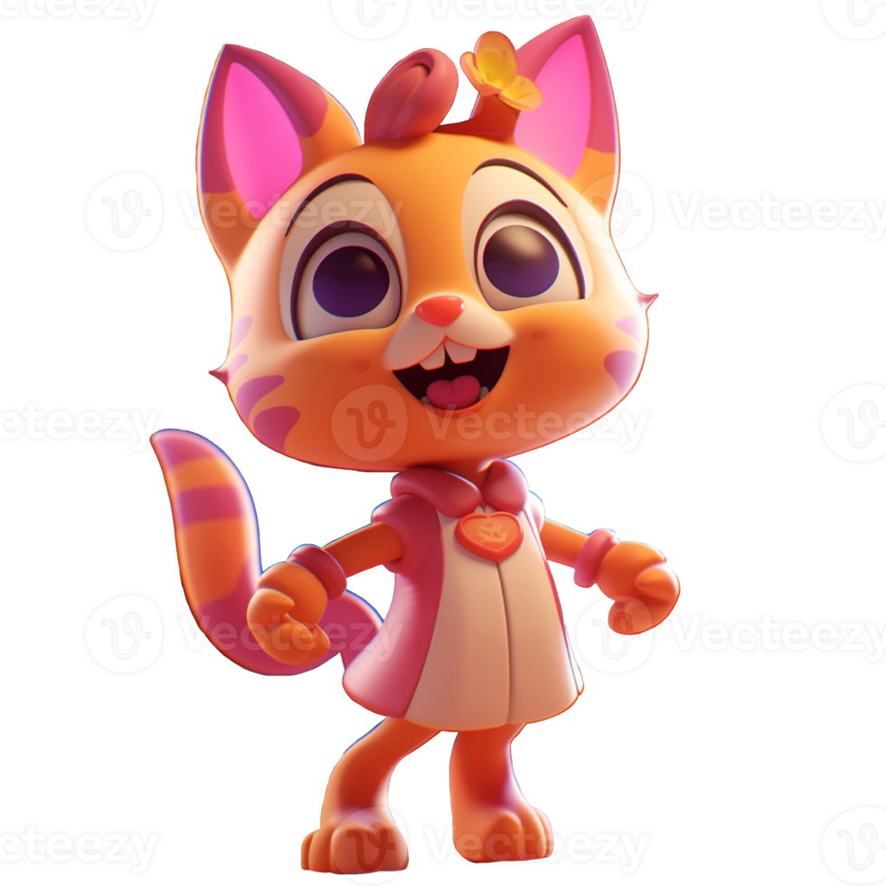 3d linda gato personaje ai generativo png