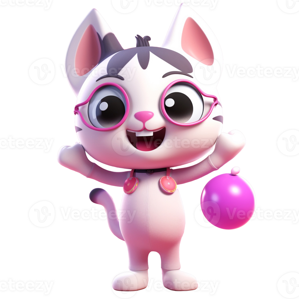 3D cute cat character png