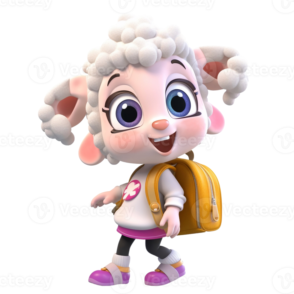 3D cute sheep character png