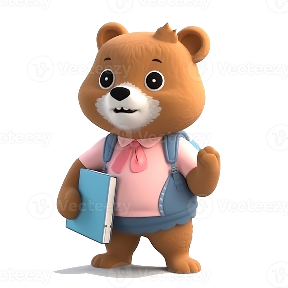 3D cute bear character png