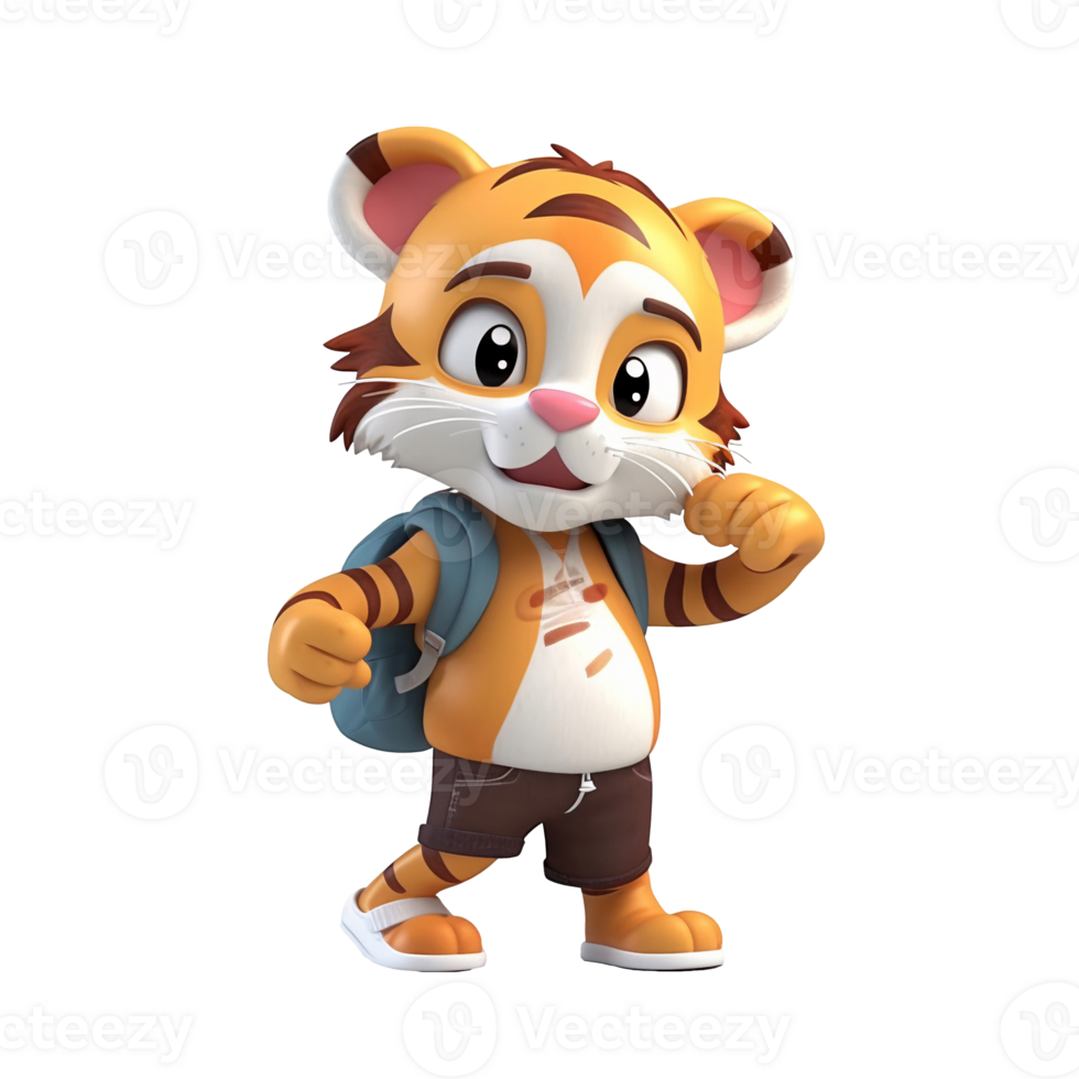 3D cute tiger character png