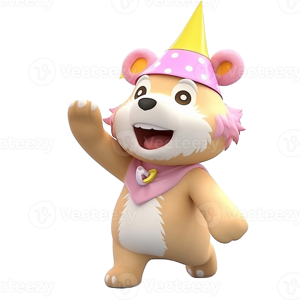 3D cute bear character png