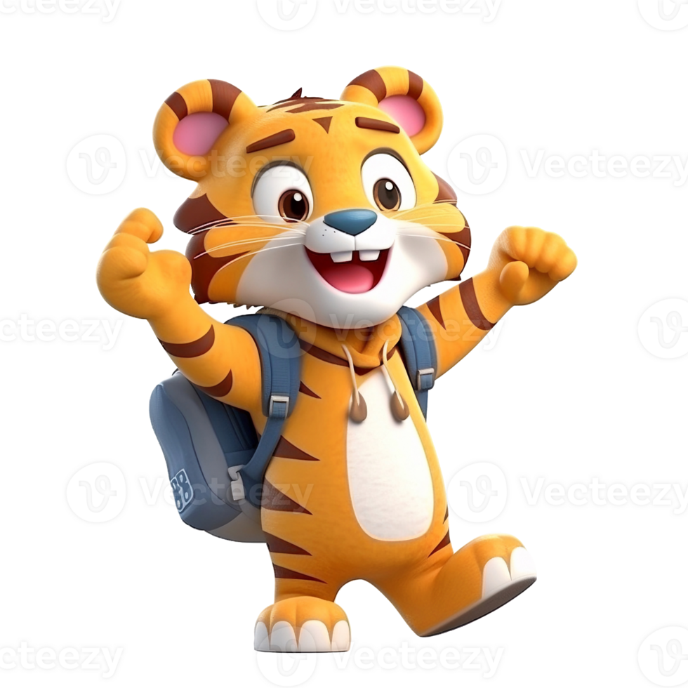 3d carino tigre personaggio ai generativo png