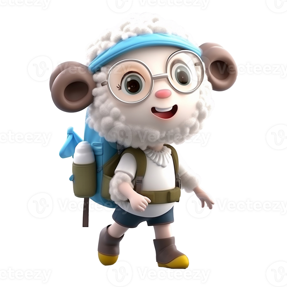 3D cute sheep character png