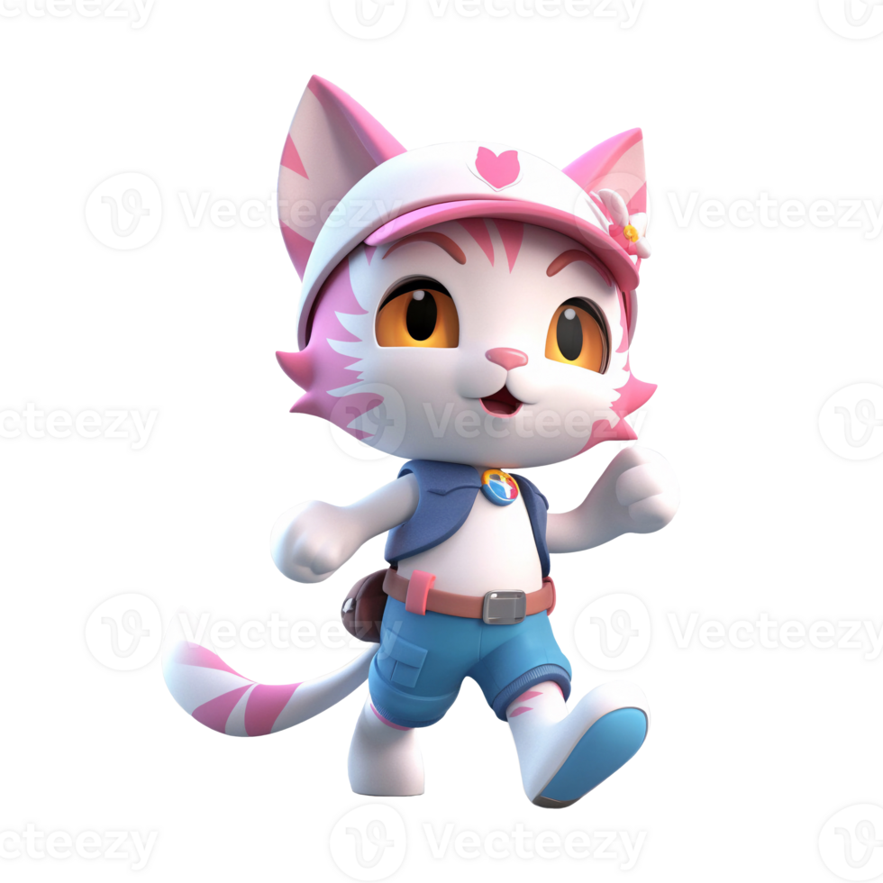 3D cute cat character png