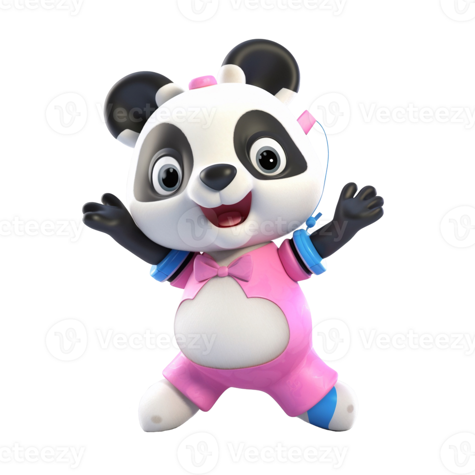 3D cute panda character png
