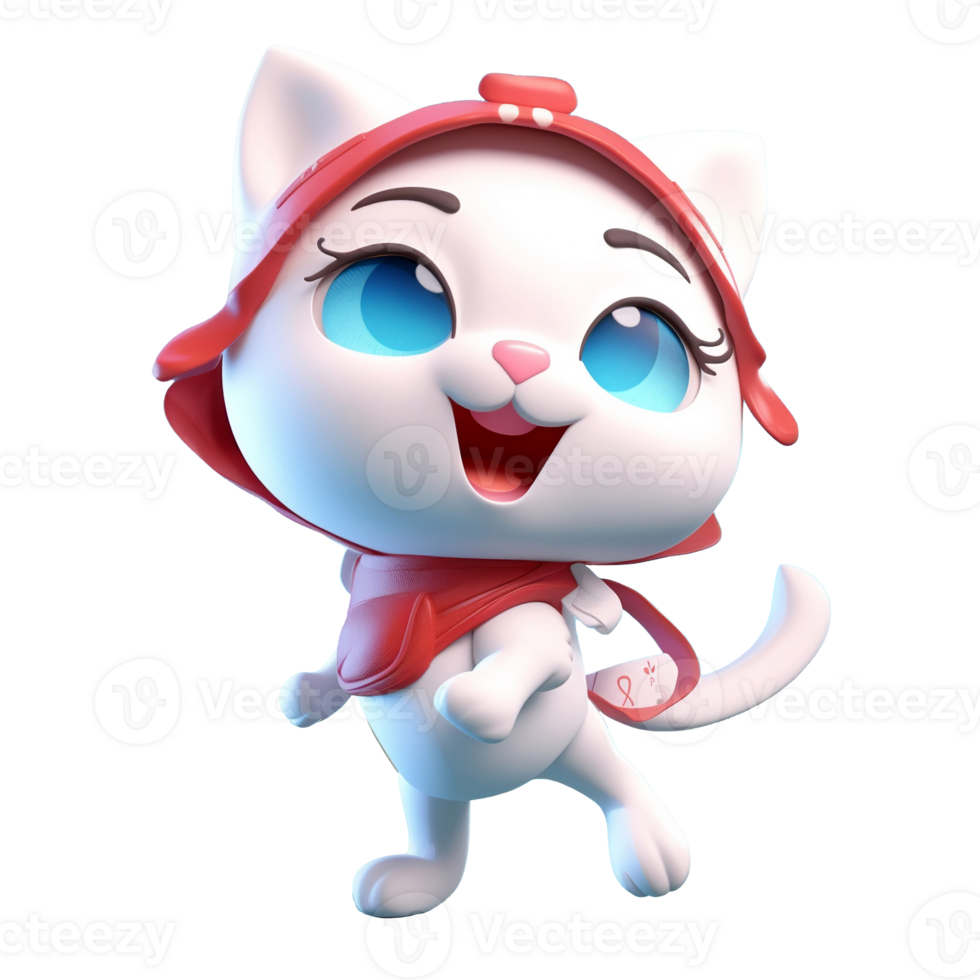 3d linda gato personaje ai generativo png