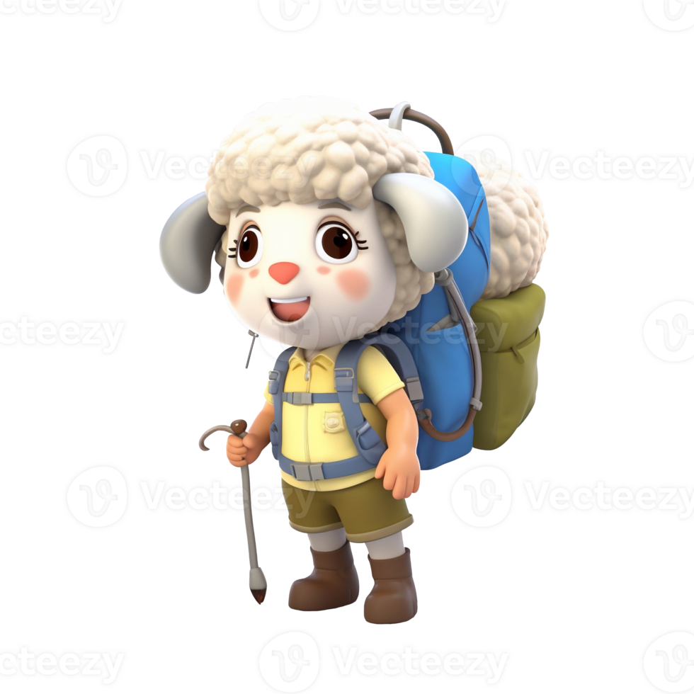 3D cute sheep character png