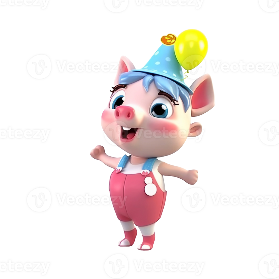 3D cute pig character png