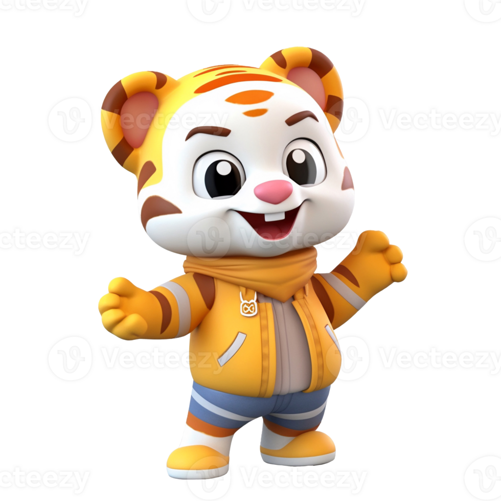 3D cute tiger character png