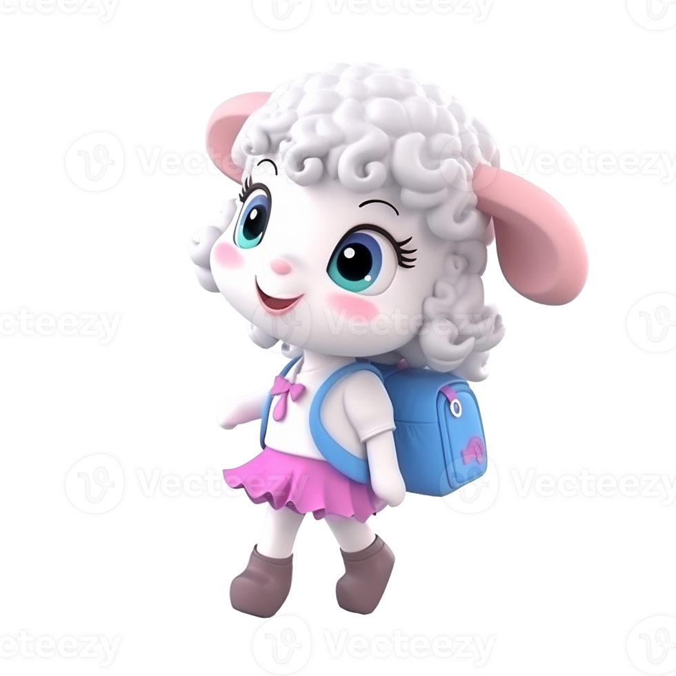 3D cute sheep character png