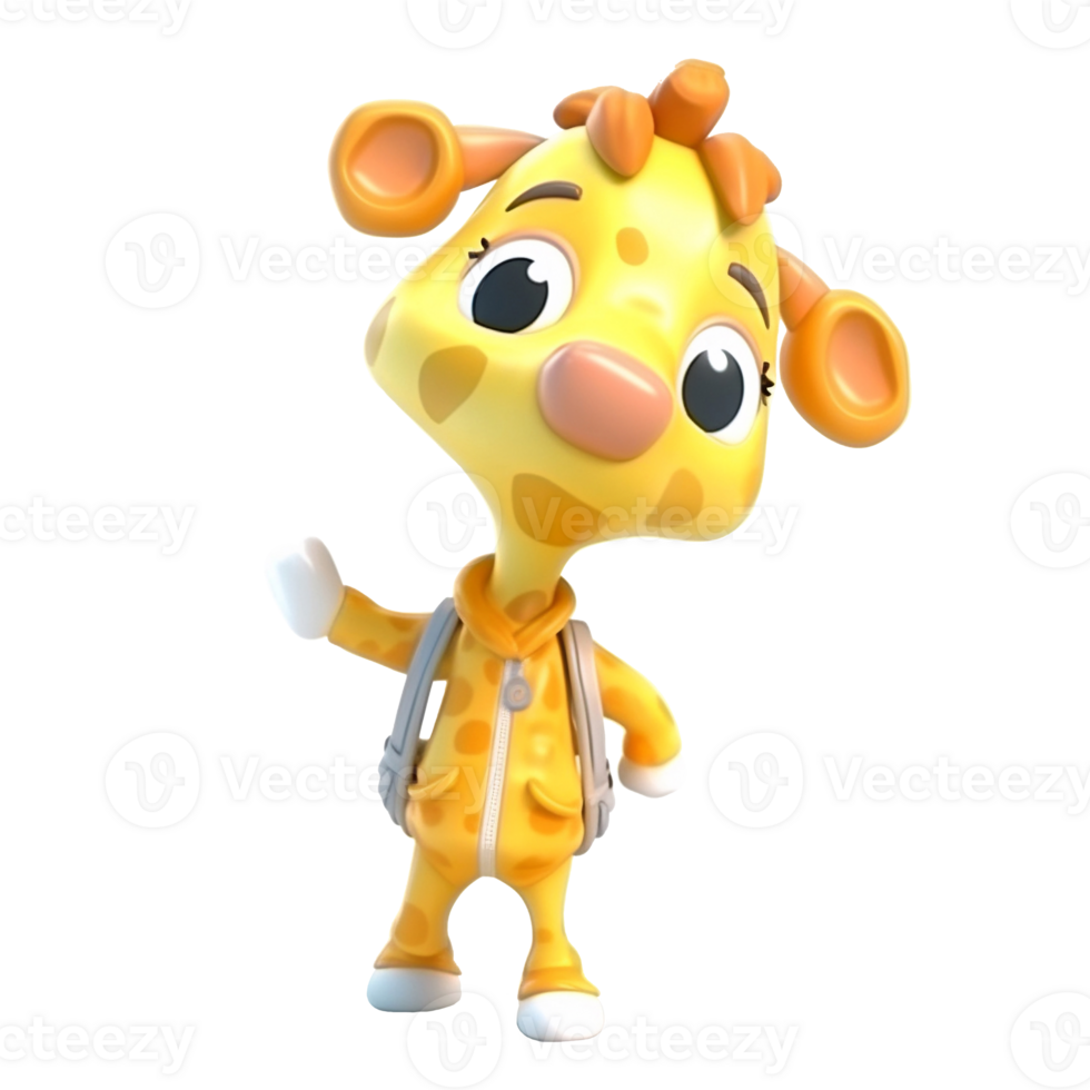 3D cute giraffe character png