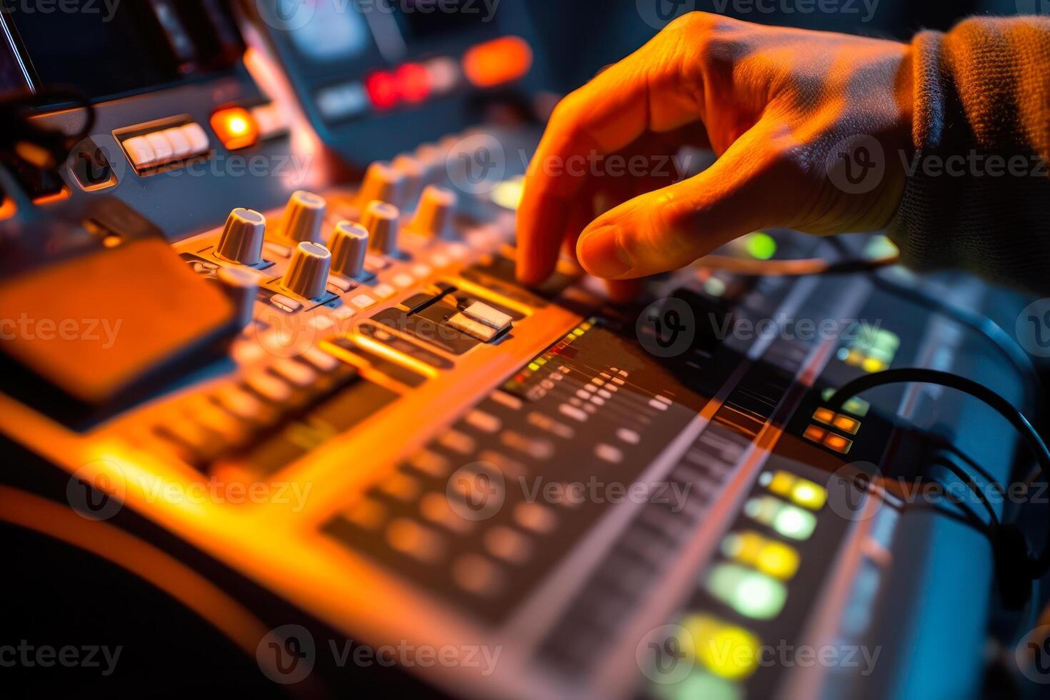 hand toggles the dj console photo