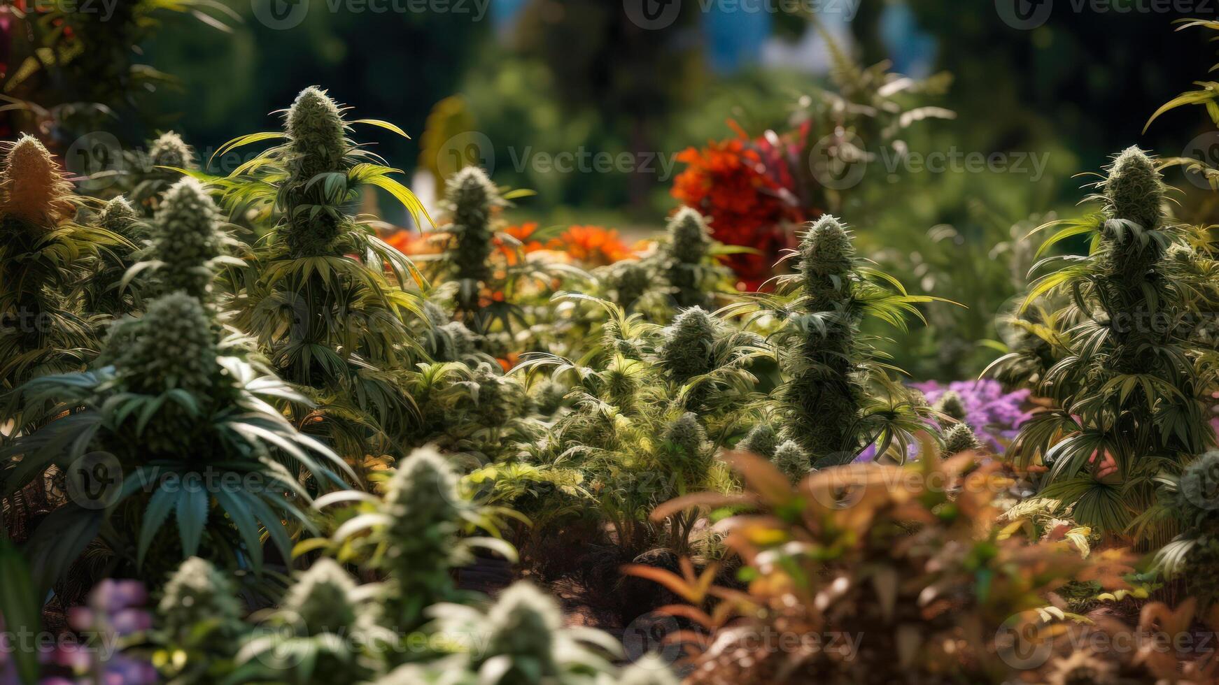 bulking colorful garden cannabis buds diversity strains photo