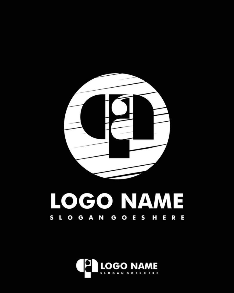 Initial QA negative space logo with circle template vector