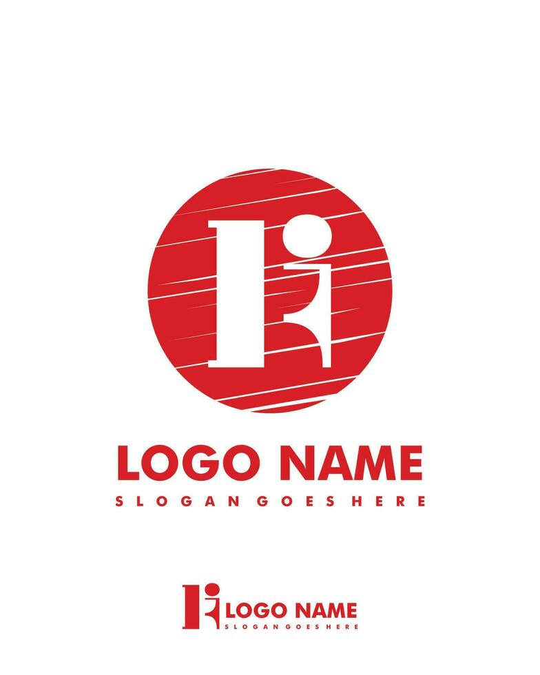 Initial KI negative space logo with circle template vector
