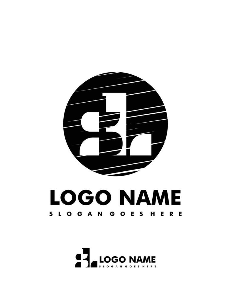 Initial SL negative space logo with circle template vector