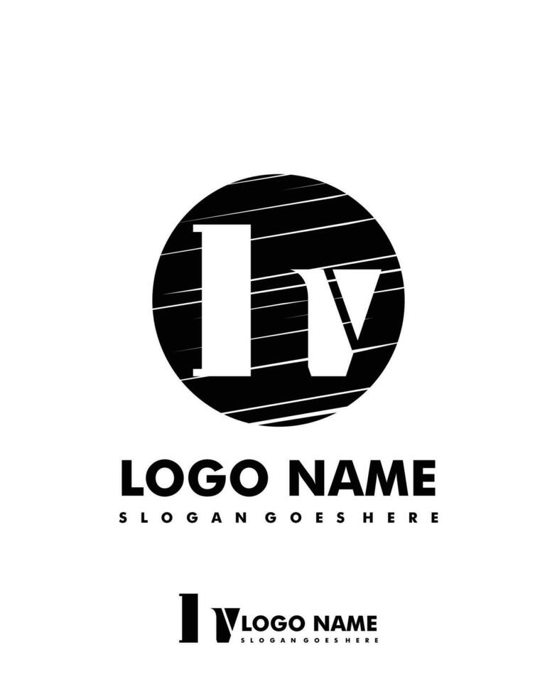 Initial HV negative space logo with circle template vector