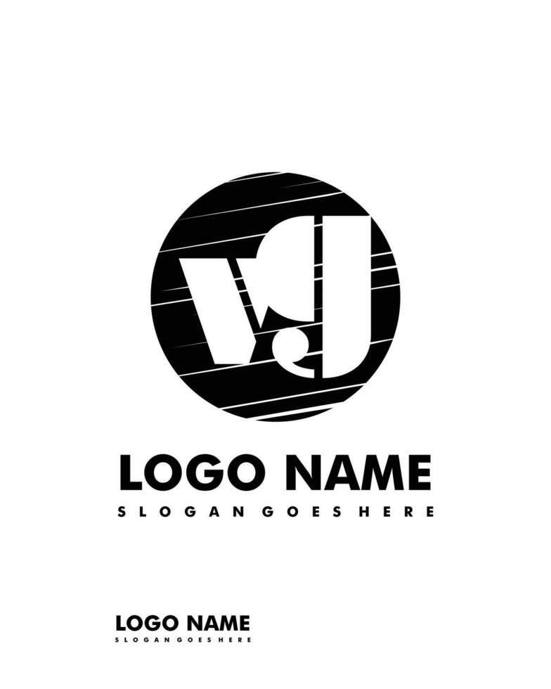 Initial VG negative space logo with circle template vector