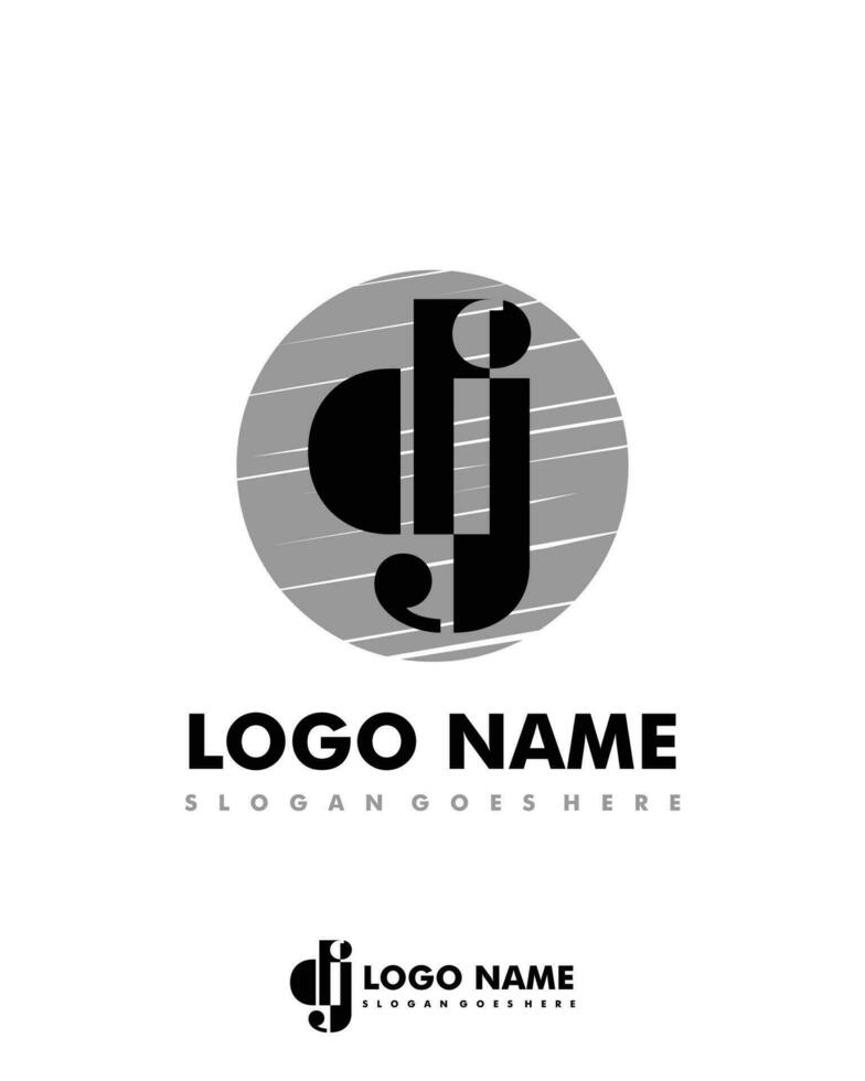 Initial DJ negative space logo with circle template vector