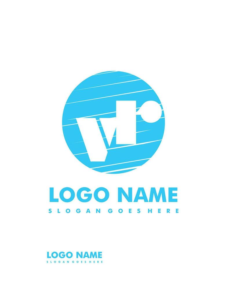 Initial VR negative space logo with circle template vector