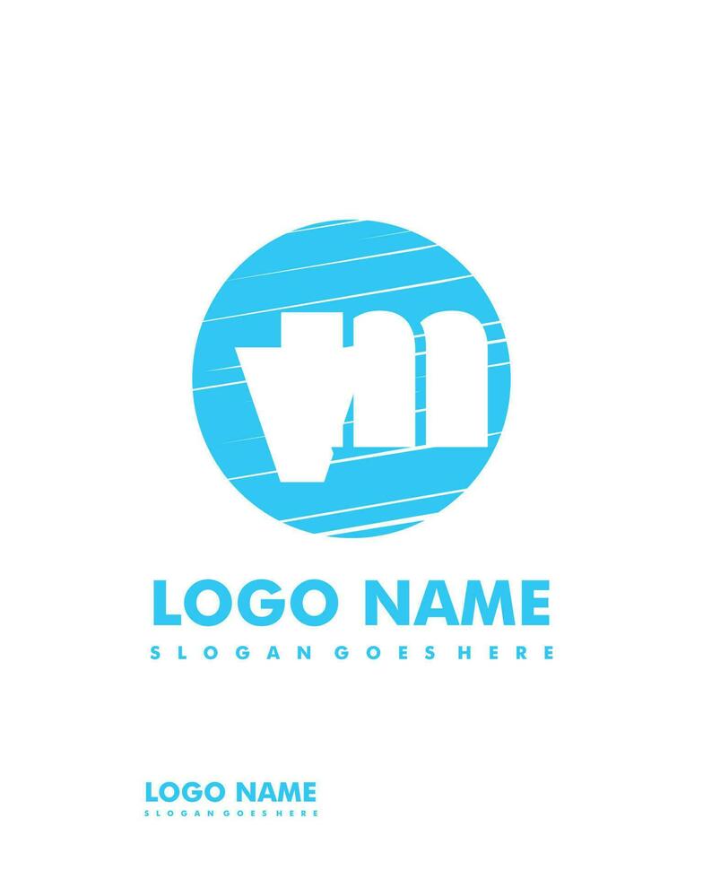 Initial VM negative space logo with circle template vector