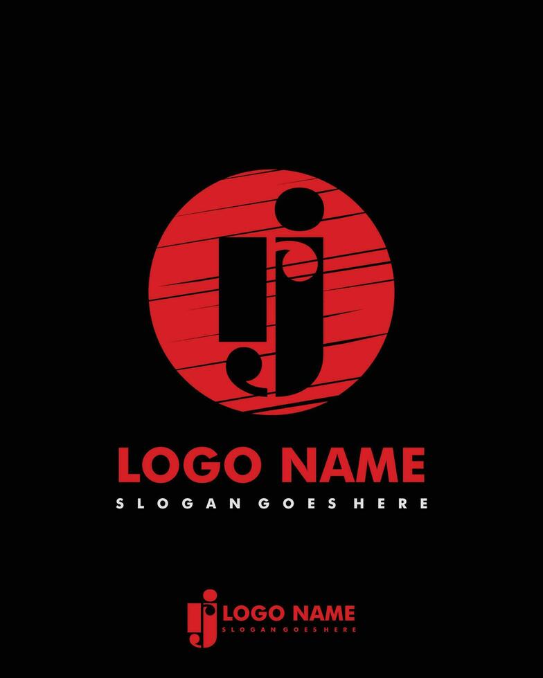 Initial RJ negative space logo with circle template vector