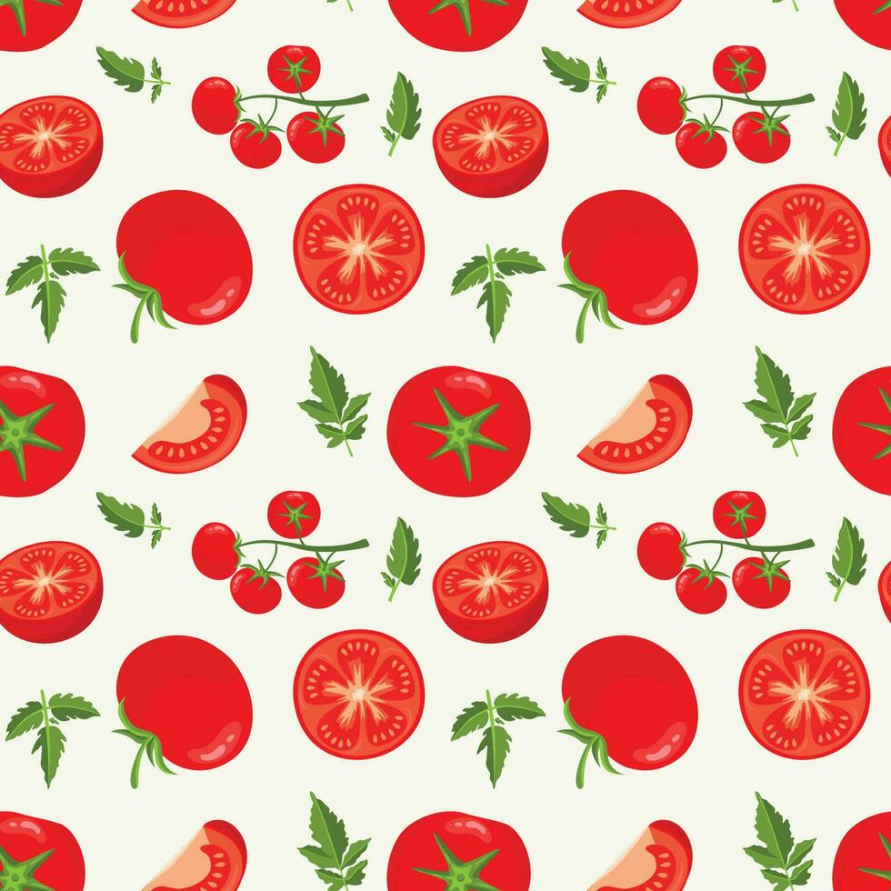 Seamless background pattern with fresh red tomato vector