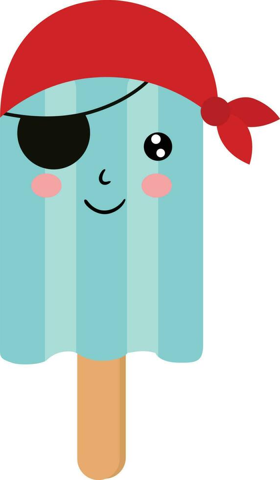 Funny ice cream with red scarf pirate vector