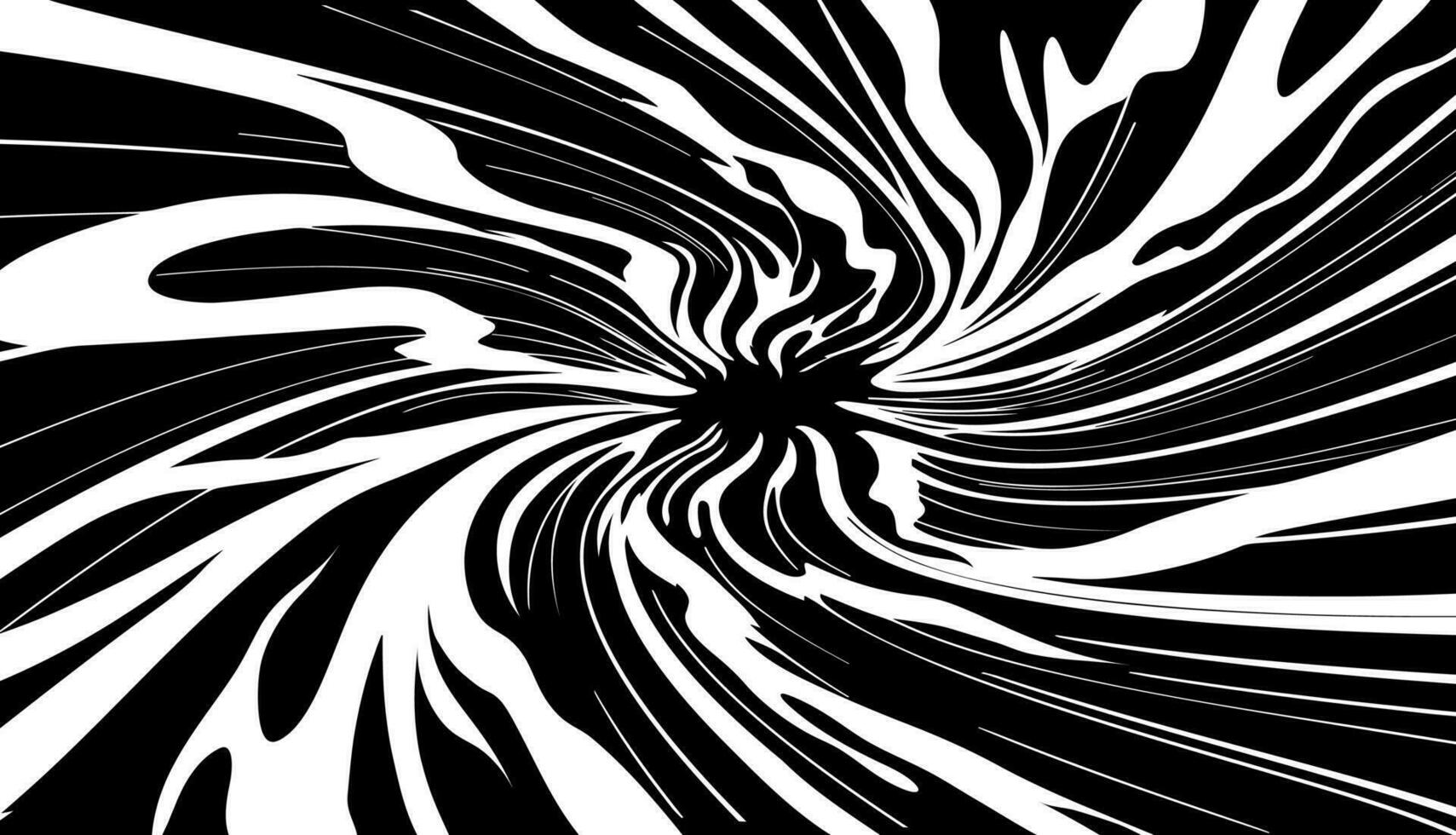 negro y blanco plano antecedentes con espiral energía remolino. espiral túnel. vector