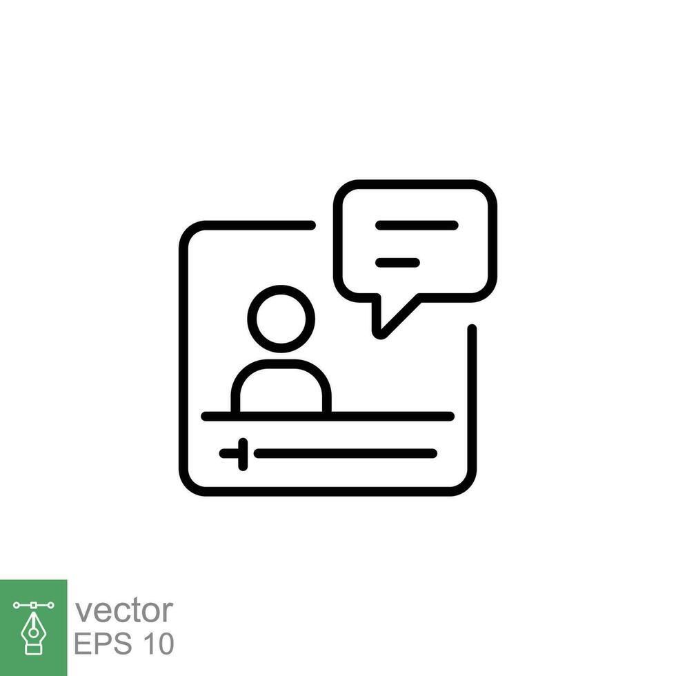 Online training icon. Simple outline style. Webinar, course class video, lecture, advice, tutor concept. Thin line symbol. Vector illustration isolated on white background. EPS 10.