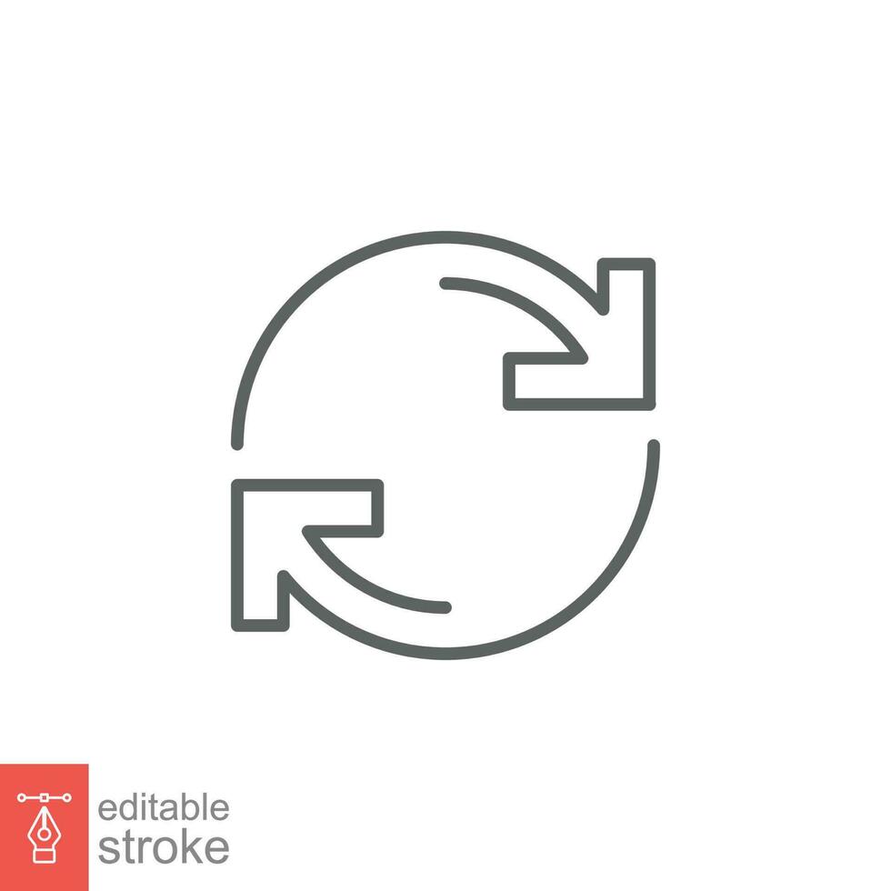 Exchange icon. Simple outline style. Change, double reverse arrow, replace, switch, return, swap concept. Thin line symbol. Vector illustration isolated on white background. Editable stroke EPS 10.