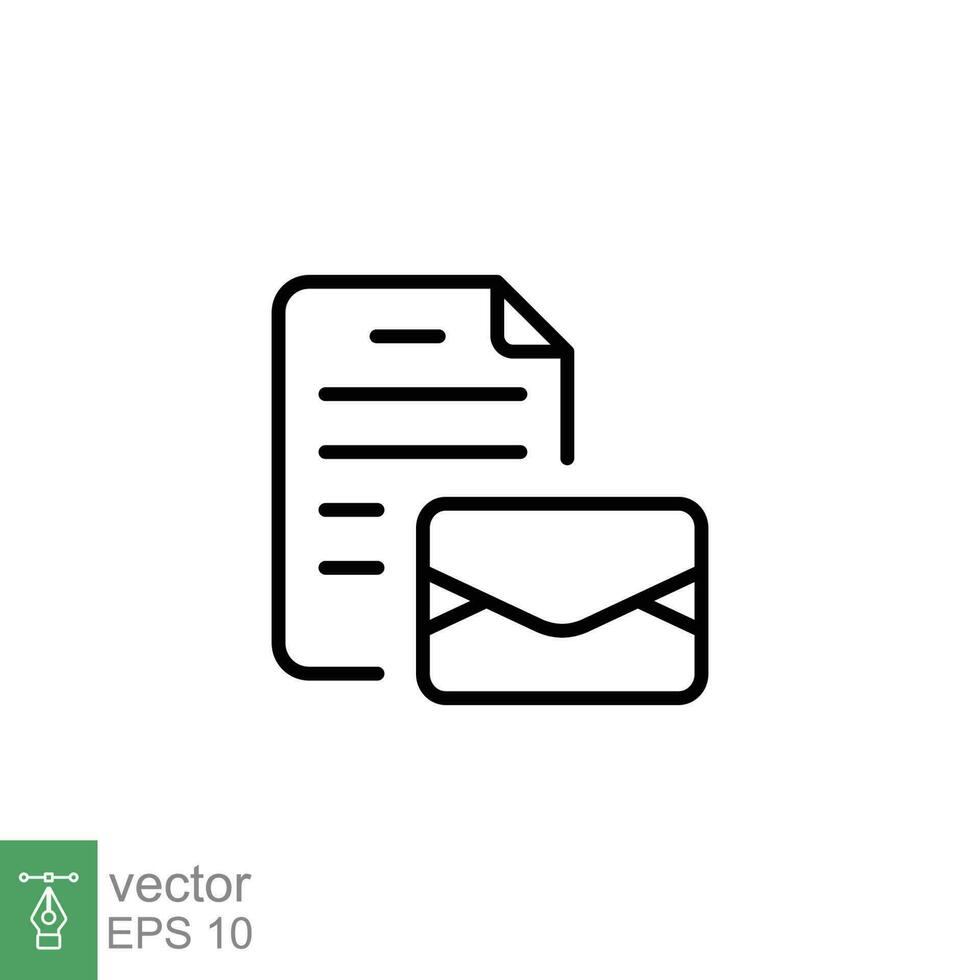 Assign e-mail icon. Simple outline style. Email, client, envelope mail, network, communication concept. Thin line symbol. Vector illustration isolated on white background. EPS 10.