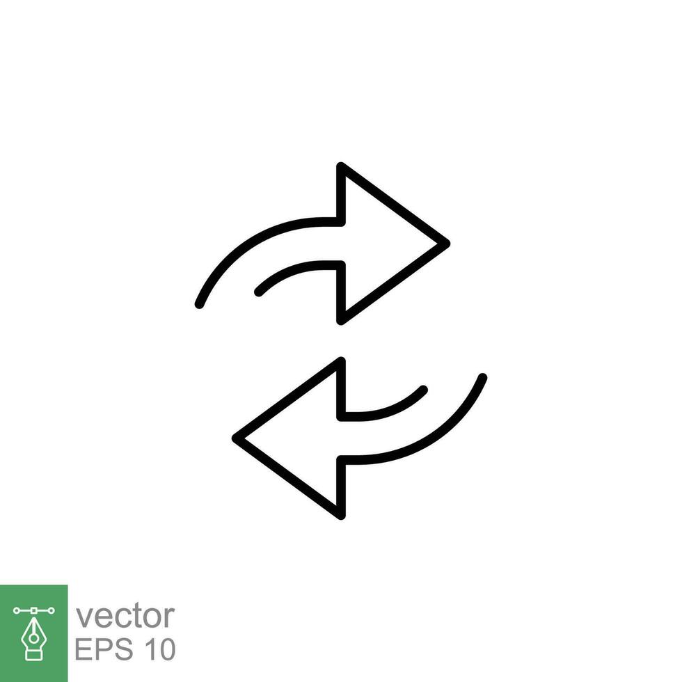 Exchange icon. Simple outline style. Change, double reverse arrow, replace, switch, return, swap, repeat, cycle concept. Thin line symbol. Vector illustration isolated on white background. EPS 10.