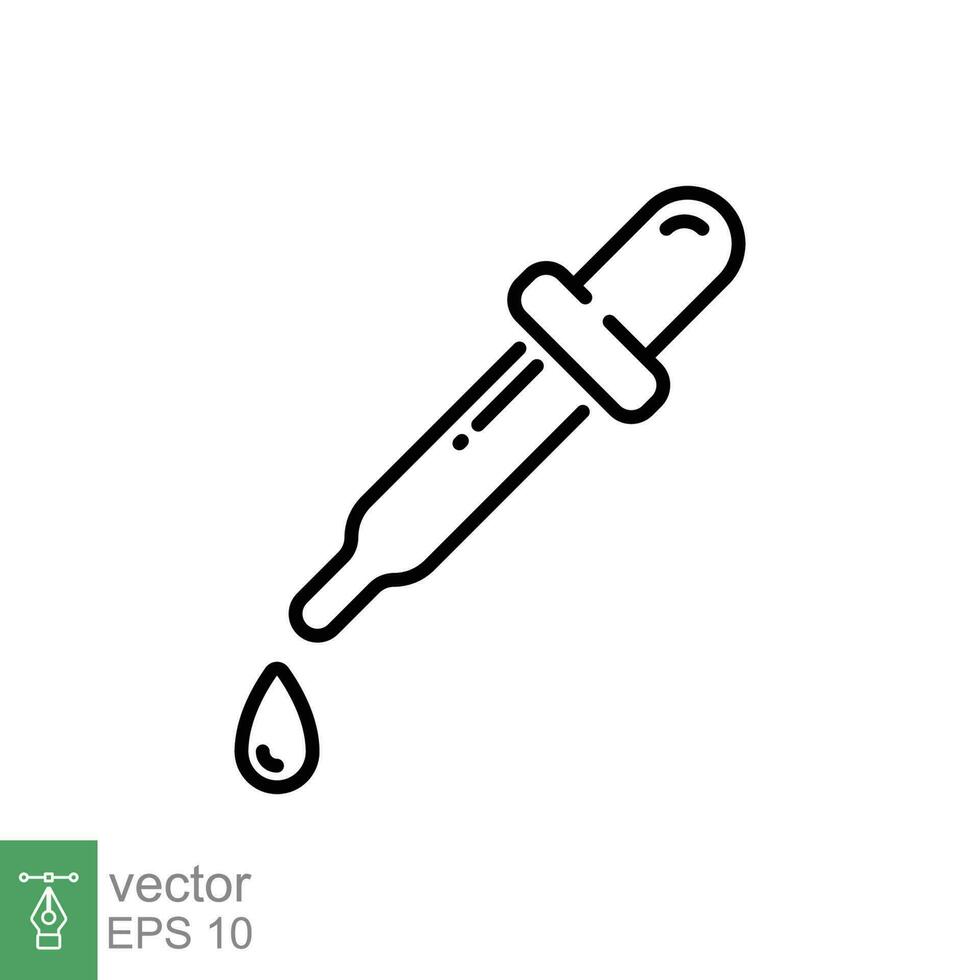 Dropper icon. Simple outline style. Pipette, eye, eyedropper, tincture, dye, color picker concept. Thin line symbol. Vector illustration isolated on white background. EPS 10.