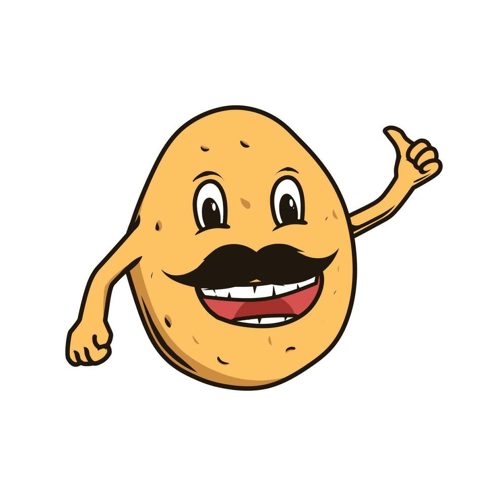 Potato character design with mustache vector