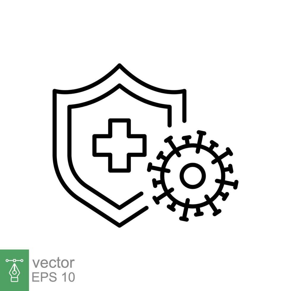 Immune system icon. Simple outline style. Virus, germ protection, hygiene shield, healthy, safe concept. Thin line symbol. Vector illustration isolated on white background. EPS 10.